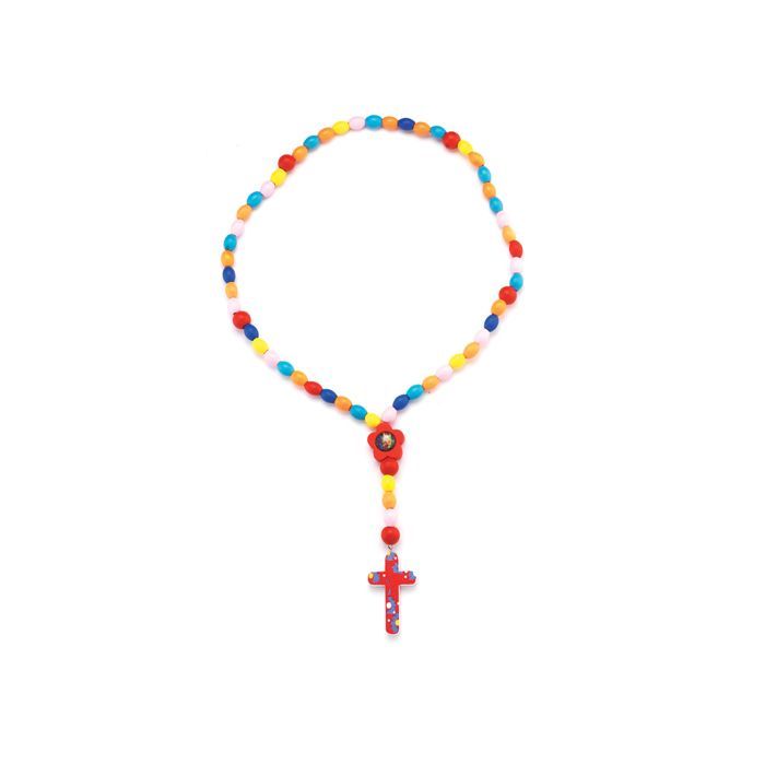 KIDDIE ROSARY - WOODEN BEAD W GUARDIAN ANGEL