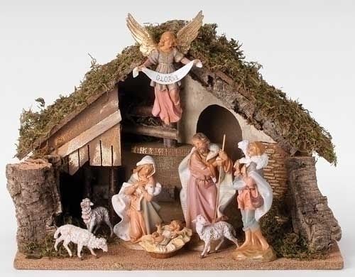 NATIVITY W/ITALIAN STABLE 8 FIGURE SET - 7.5”