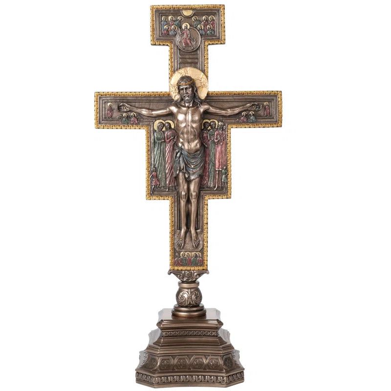 SAN DAMIANO CRUCIFIX BRONZE STATUE - 21.85 &quot; H