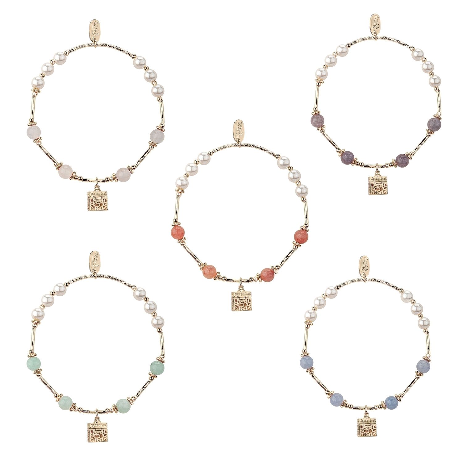 GOLD STRETCH PRAYER BOX BRACELET - 7"L