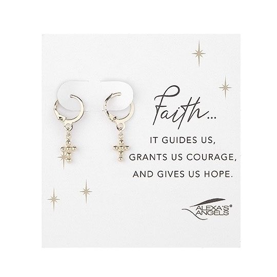 GOLD CROSS EARRING CARDED - .5"H - NC