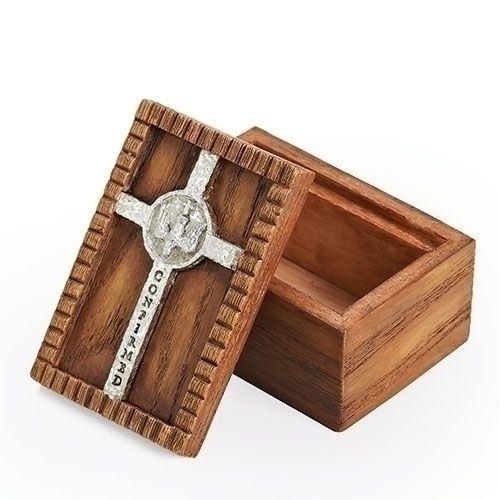 CONFIRMATION WOOD W/SILVER BOX - 1.75" - NC