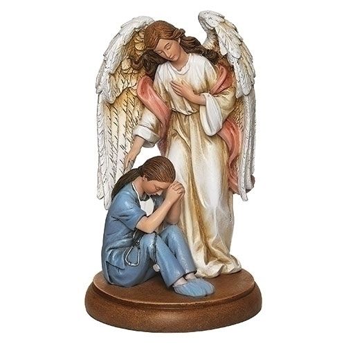 GUARDIAN ANGEL W/FEMALE HEALTHCARE WKR FIGURE 7.25&quot;H - NC