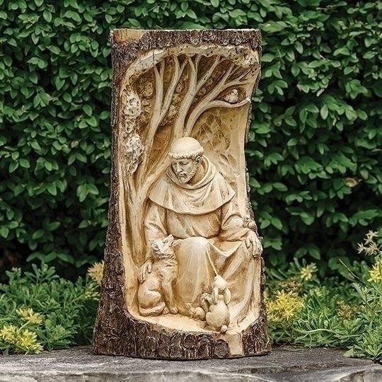 FRANCIS GARDEN CARVED STATUE - 14.&quot;H