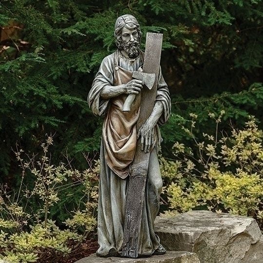 JOSEPH THE WORKER GARDEN STATUE - 35.75&quot;H