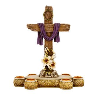 LENT CROSS CANDLEHOLDER - 9"H X 8"W