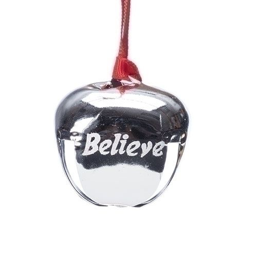 BELIEVE SILVER BELL ORNAMENT - 2"H - NC
