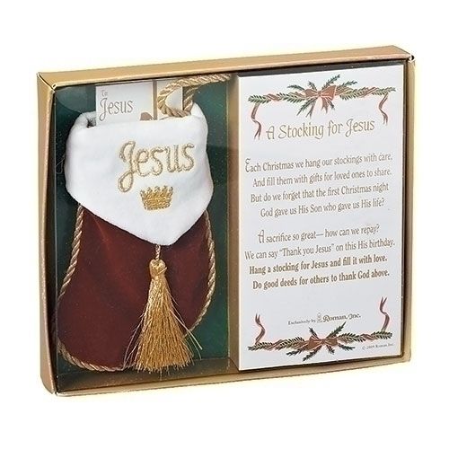 STOCKING FOR JESUS ORNAMENT - 4.5"H - NC