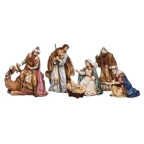 NATIVITY W KING/CAMEL - 6PC - 8.5"H - NC
