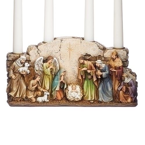 NATIVITY ADVENT CANDLEHOLDER RESIN  - 5.25" - NC