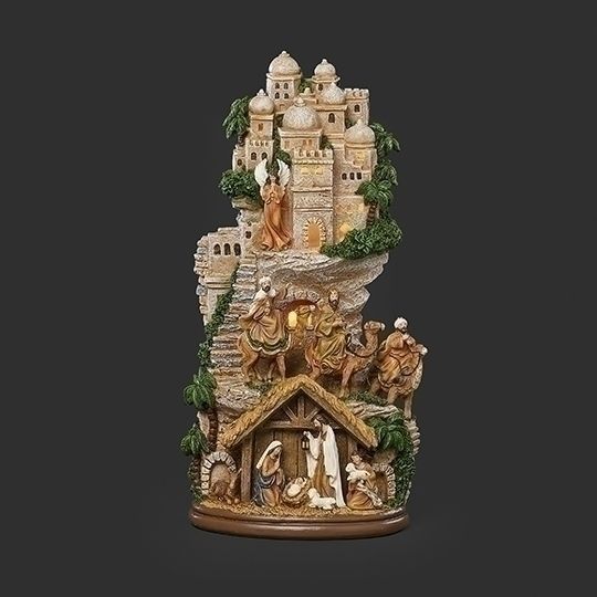 NATIVITY STAIRS LIGHTED SCENE - 17"H