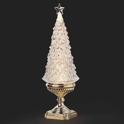 TREE - LIGHTED SWIRL GLD PEDESTAL - 16.75"H