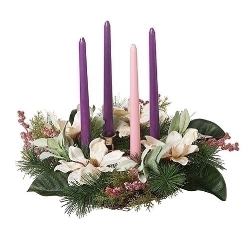 CHRISTMAS TABLE WREATH CANDLE HOLDER - 16" - NC