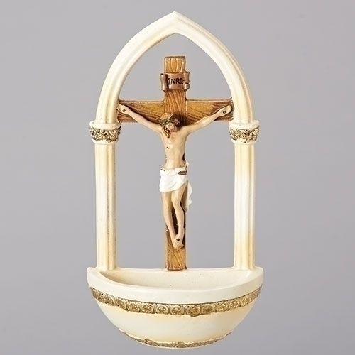 CRUCIFIX HOLY WATER FONT - 7"H - NC