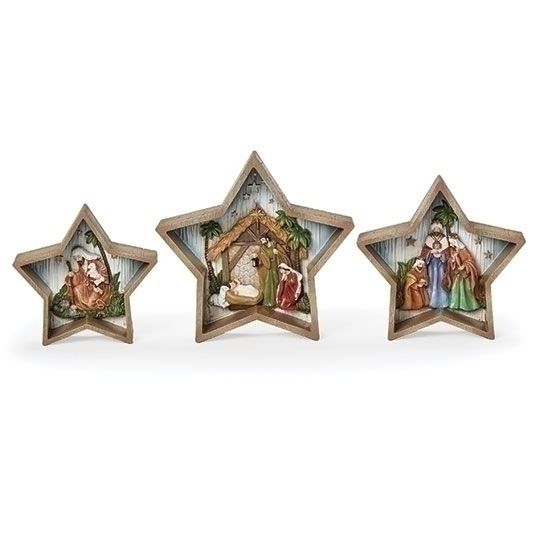NATIVITY STARS 3PC SET - 8.75"H