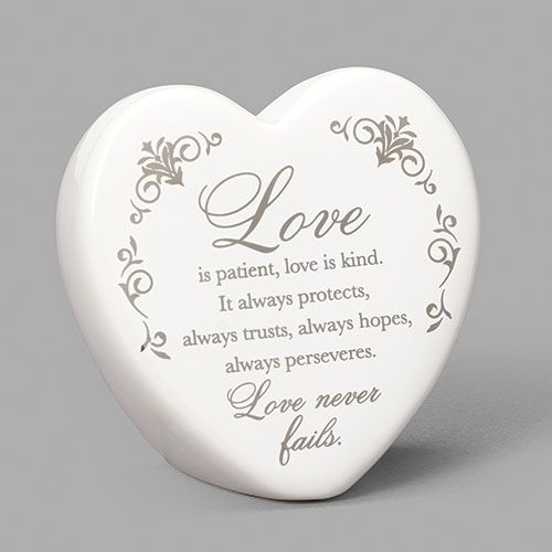 LOVE IS PATIENT HEART - CERAMIC - 3.75"H - NC