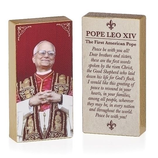 POPE LEO XIV WOOD BLOCKS - 4"H