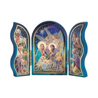 NATIVITY SCENE W ANGELS TRIPTYCH  - NC