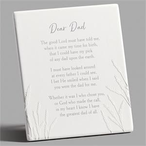 DAD WALL PLAQUE EASEL - BACK POEM RON TRANMER - 6"H - NC