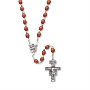 FRANCIS ROSARY WOOD BEADS - 22.75"L