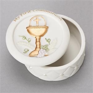 COMMUNION QUILTED KEEPSAKE BOX - 1"H