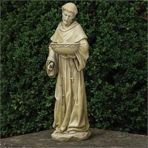 FRANCIS SOLAR BIRDBATH GARDEN STATUE - 20"H