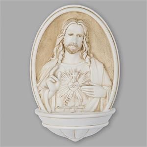 SACRED HEART HOLY WATER FONT - 8"