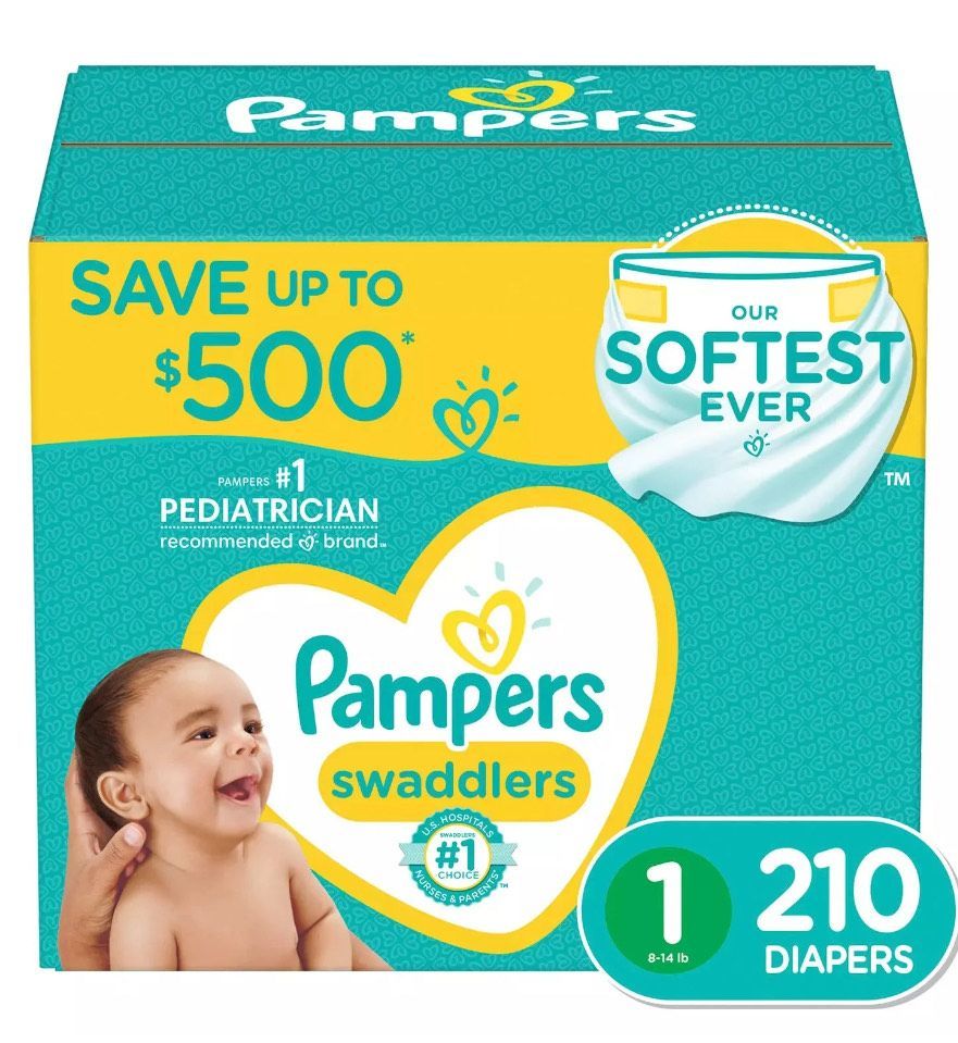 ​Pampers Swaddlers diapers, Size 1 (8-14 Pounds), 210 counts