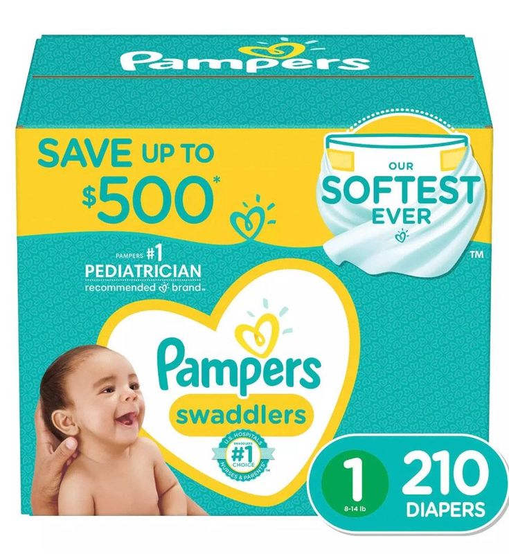 ​Pampers Swaddlers diapers, Size 1 (8-14 Pounds), 210 counts