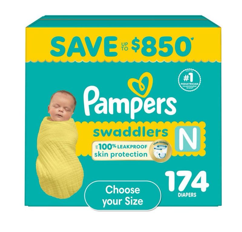 ​Pampers Swaddlers diapers, Newborn (up to lbs), 174 counts