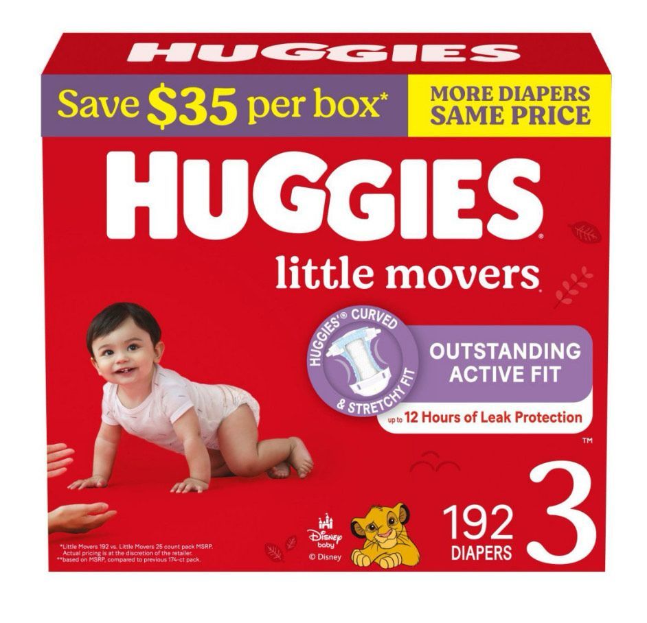 Huggies Little MOvers Baby Diapers  Size 3 (16-28 lb) 192 counts