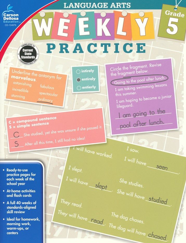 Weekly Practice: Language Arts Workbook Grade 5