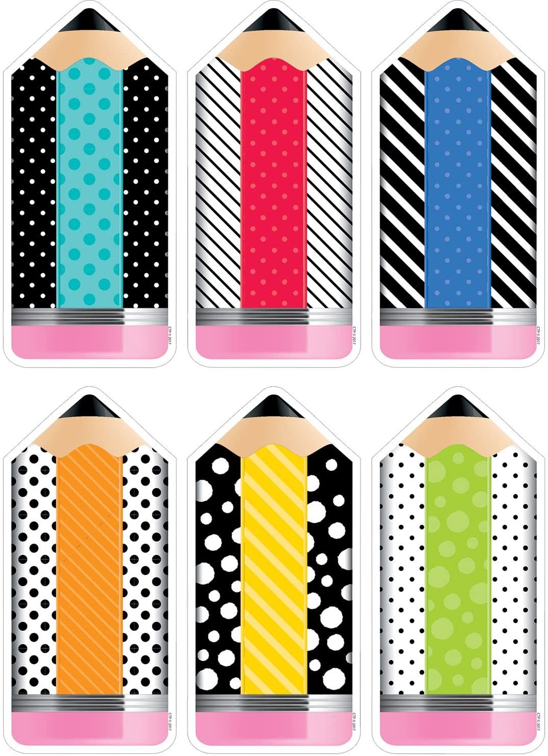 Bold &amp; Bright Striped &amp; Spotted Pencils 10&quot; Designer Cut-Outs