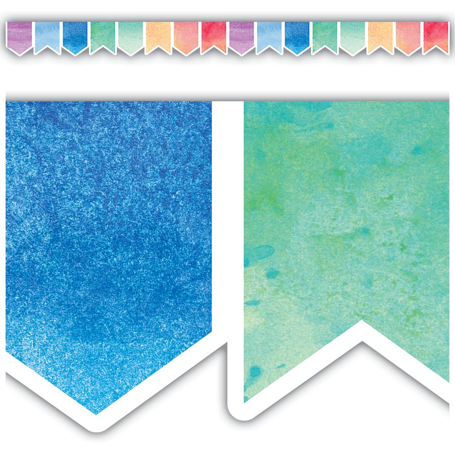 Watercolor Pennants Die Cut Border Trim