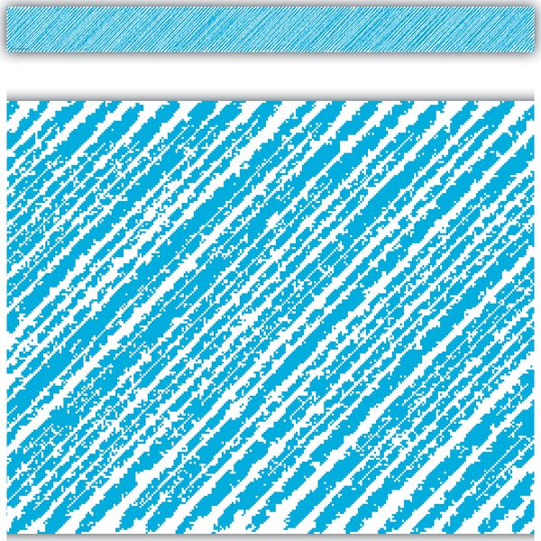 Aqua Scribble Straight Border Trim