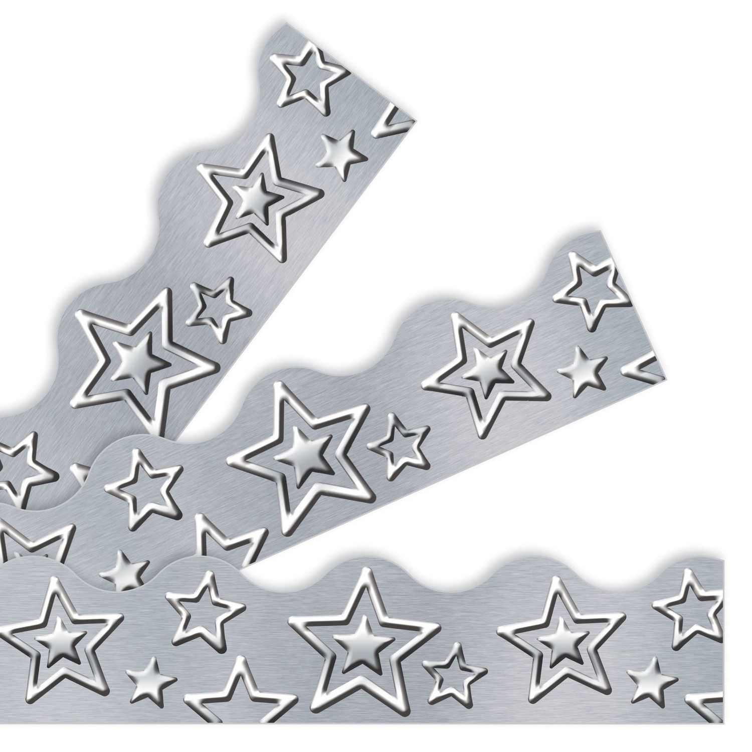 I Love Metal Silver Stars Terrific Trimmer Border
