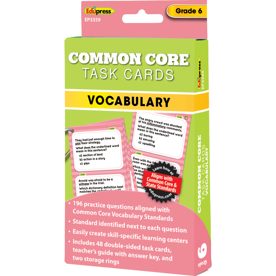 6 Vocabulary Task Cards Grade 6