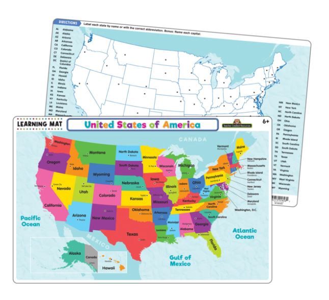 United States of America Map Learning Mat