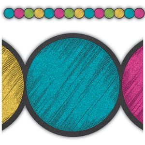 Chalkboard Brights Circles Die Cut Border Trim