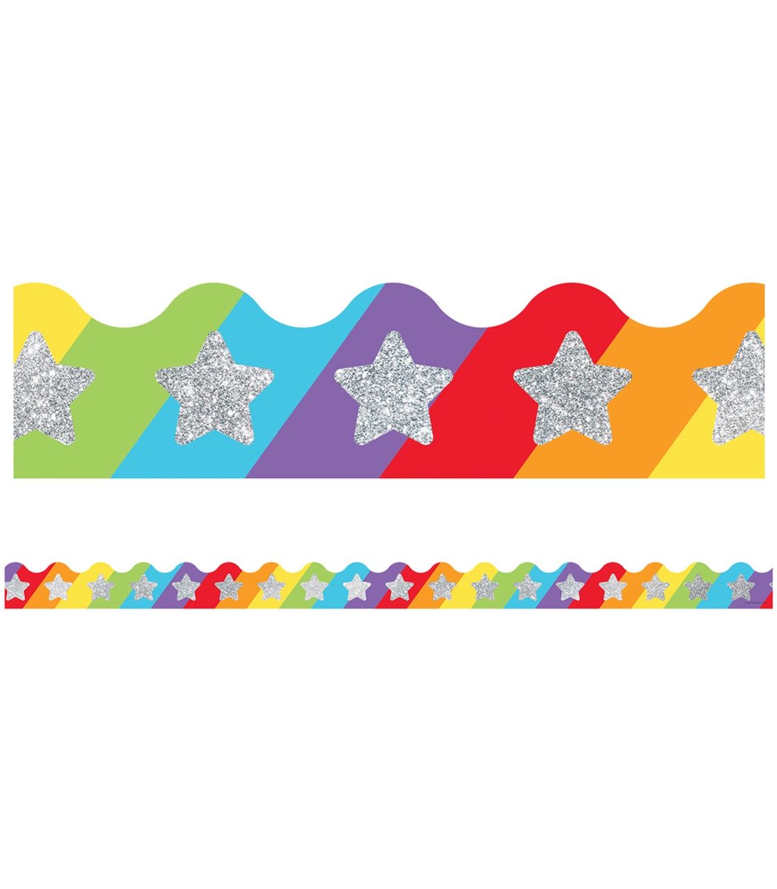 Glitter Stars on Rainbow Border