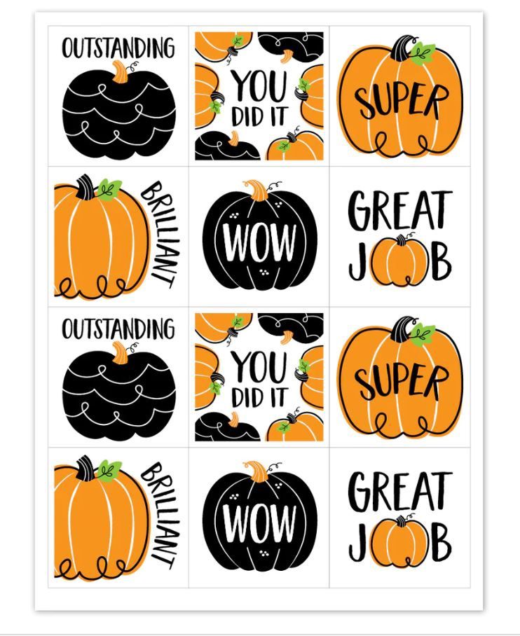 Doodle Pumpkin Rewards Stickers