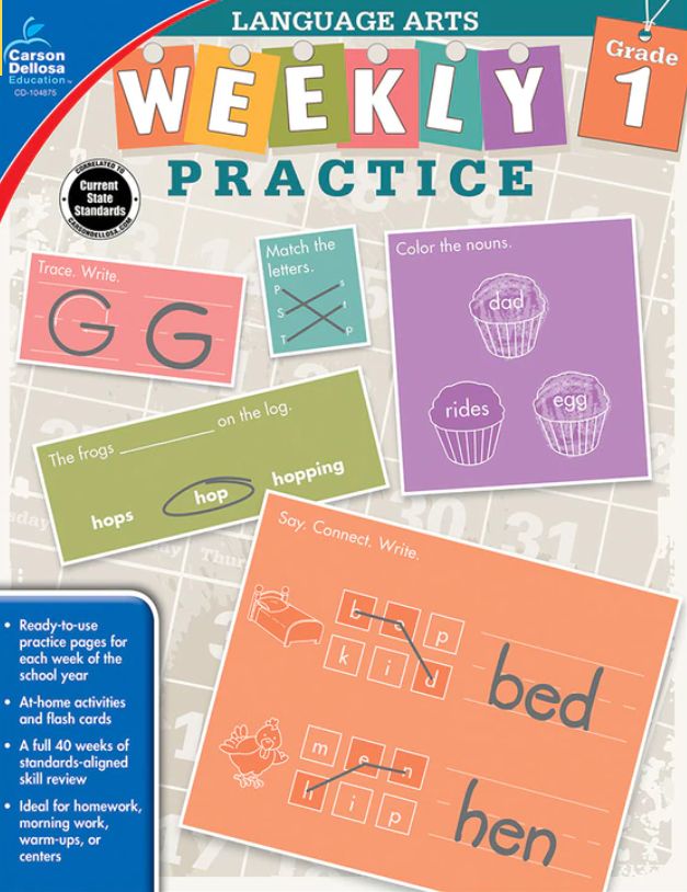 Grade 1 Weekly Practice: Language Arts Workbook