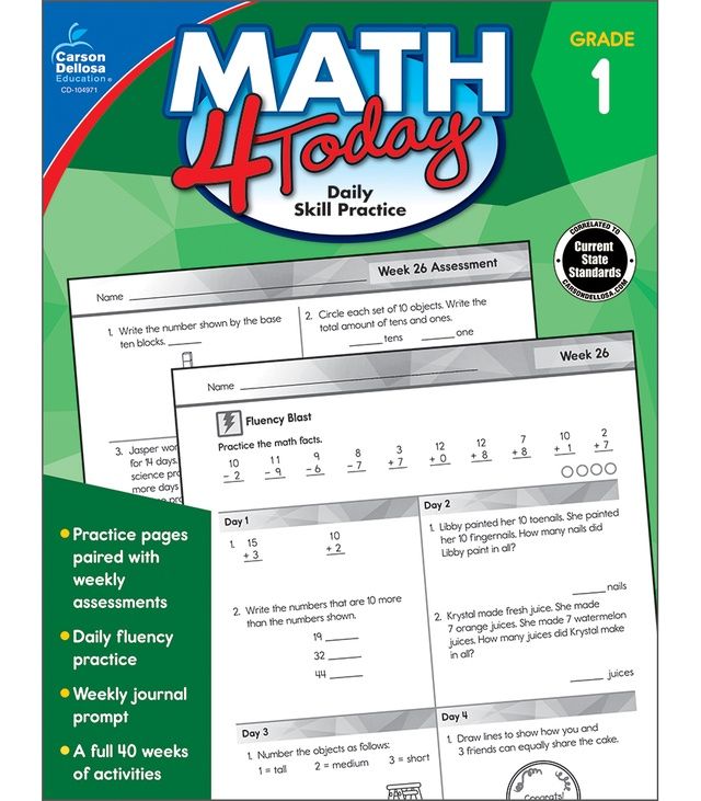 Grade 1 Math 4 Today Workbook