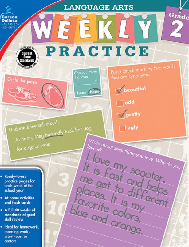 Grade 2 Weekly Practice: Language Arts Workbook