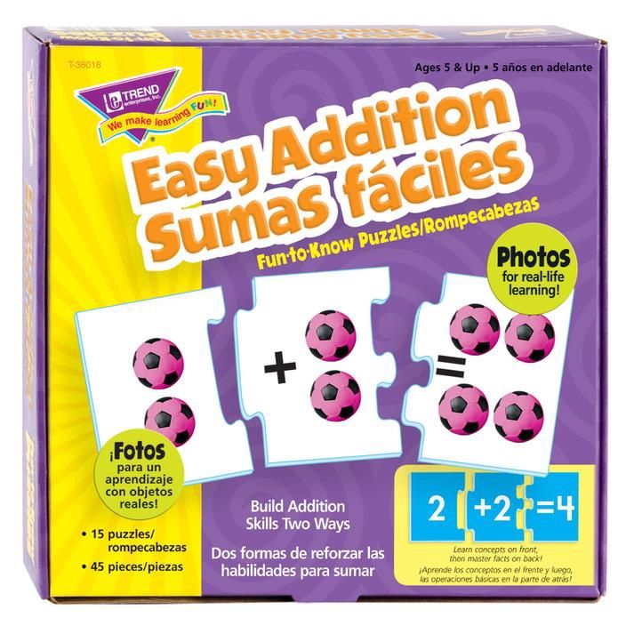 Easy Addition/Sumas faciles Puzzles