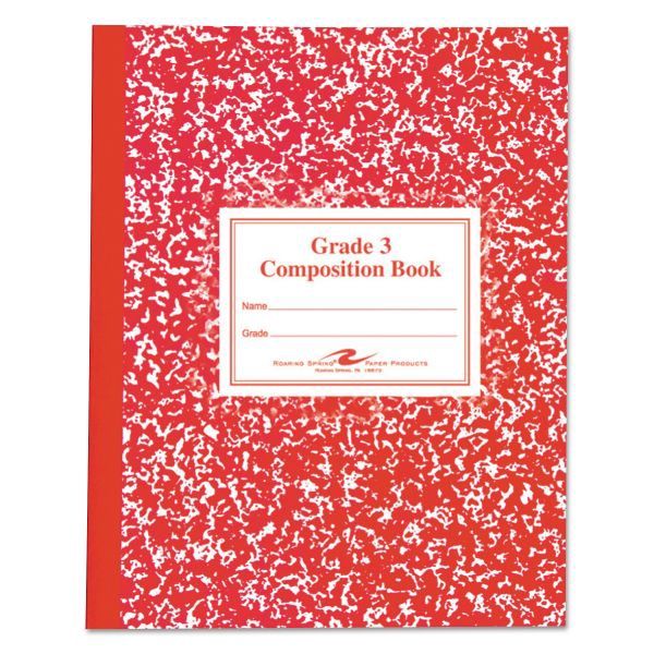 Grade 3 Ruled Composition Book, Manuscript, Red