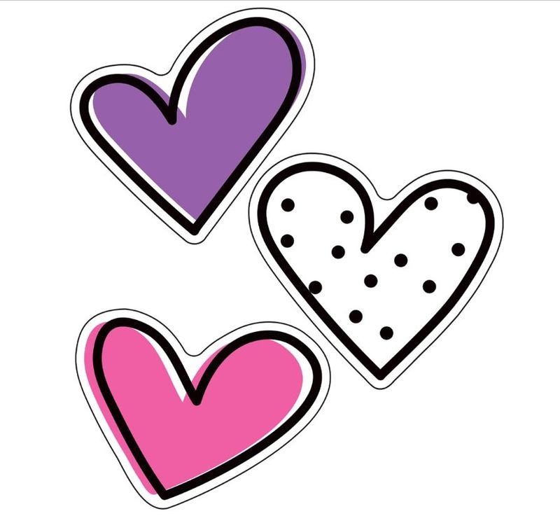 Doodle Hearts Cut-Outs Kind Vibes