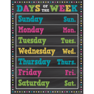 Days of the Week Chalkboard Brights Chart