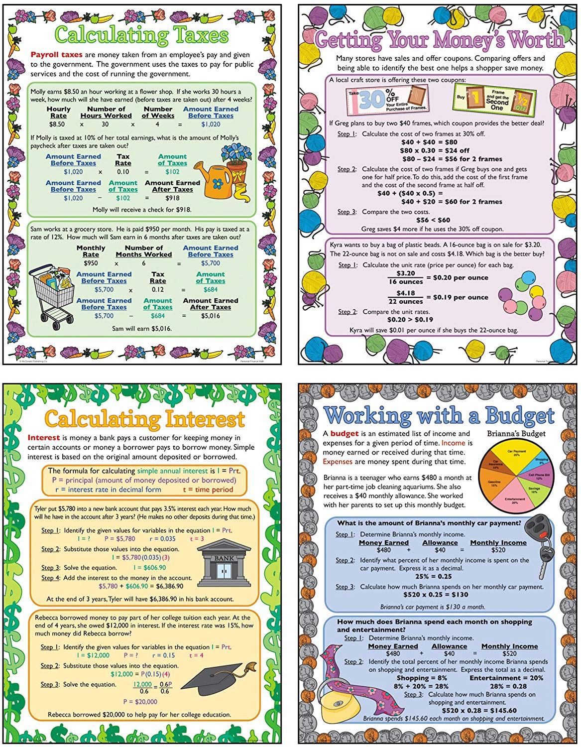 Personal Finance Math Poster Set