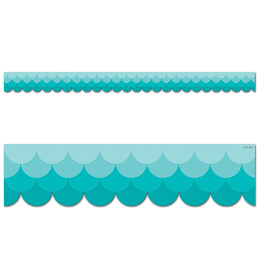 Painted Palette Ombre Turquoise Scallops Border